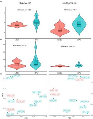 Metagenomic profiling of viral and microbial communities from the pox lesions of lumpy skin disease virus and sheeppox virus-infected hosts